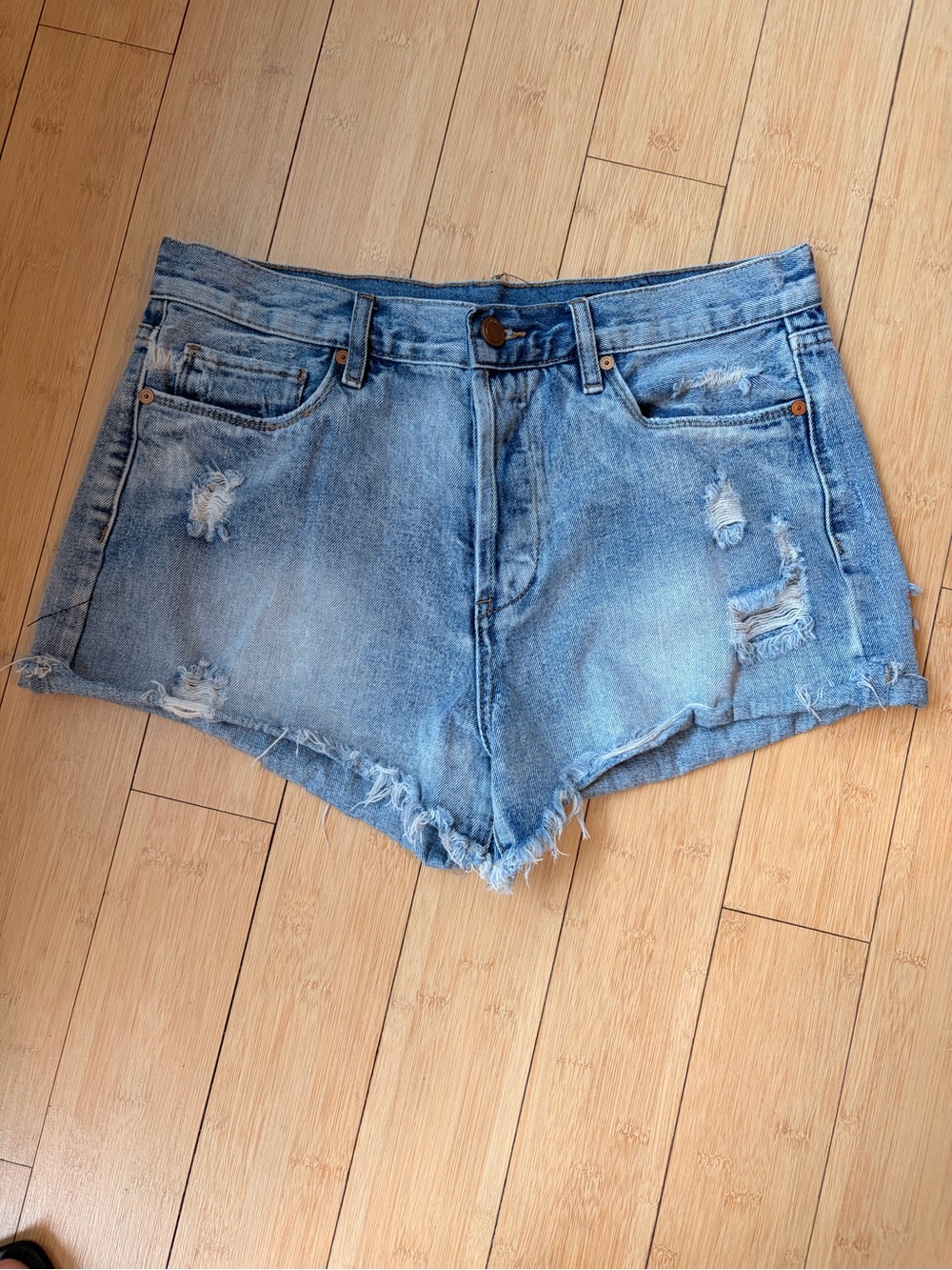 Blank NYC Light Blue Distressed Denim Shorts